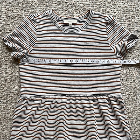 Loft Stripe Tiered Short Sleeve Knit Dress Medium - Picture 5 of 8
